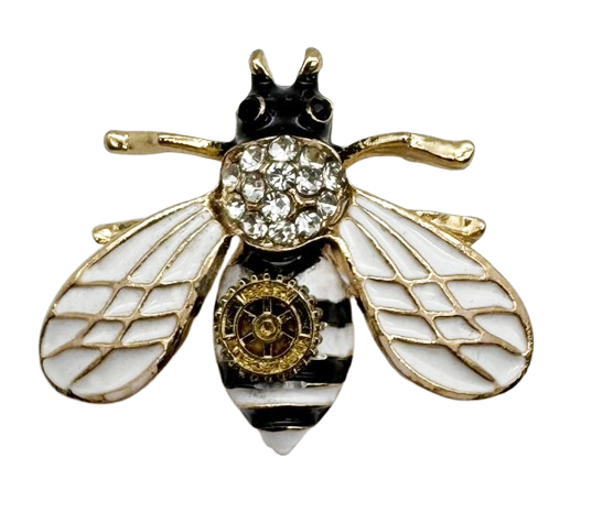 Broche Abeille – Blanche