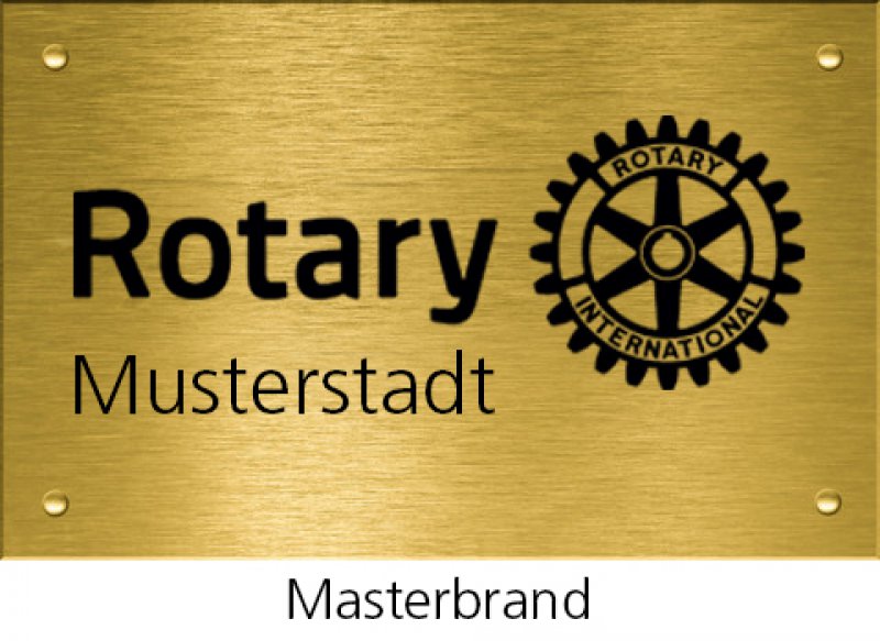 Plaque en laiton avec logo Rotary gravé