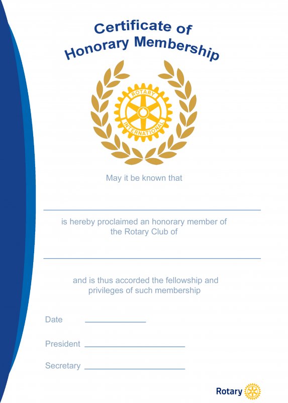 Certificate of Honorary Membership