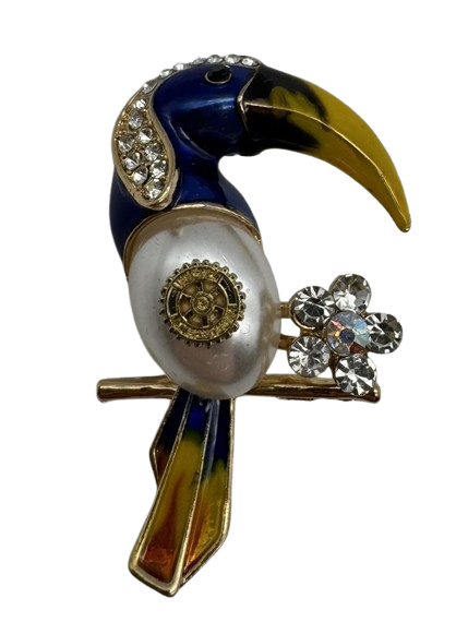 Broche Pélican avec strass et perle