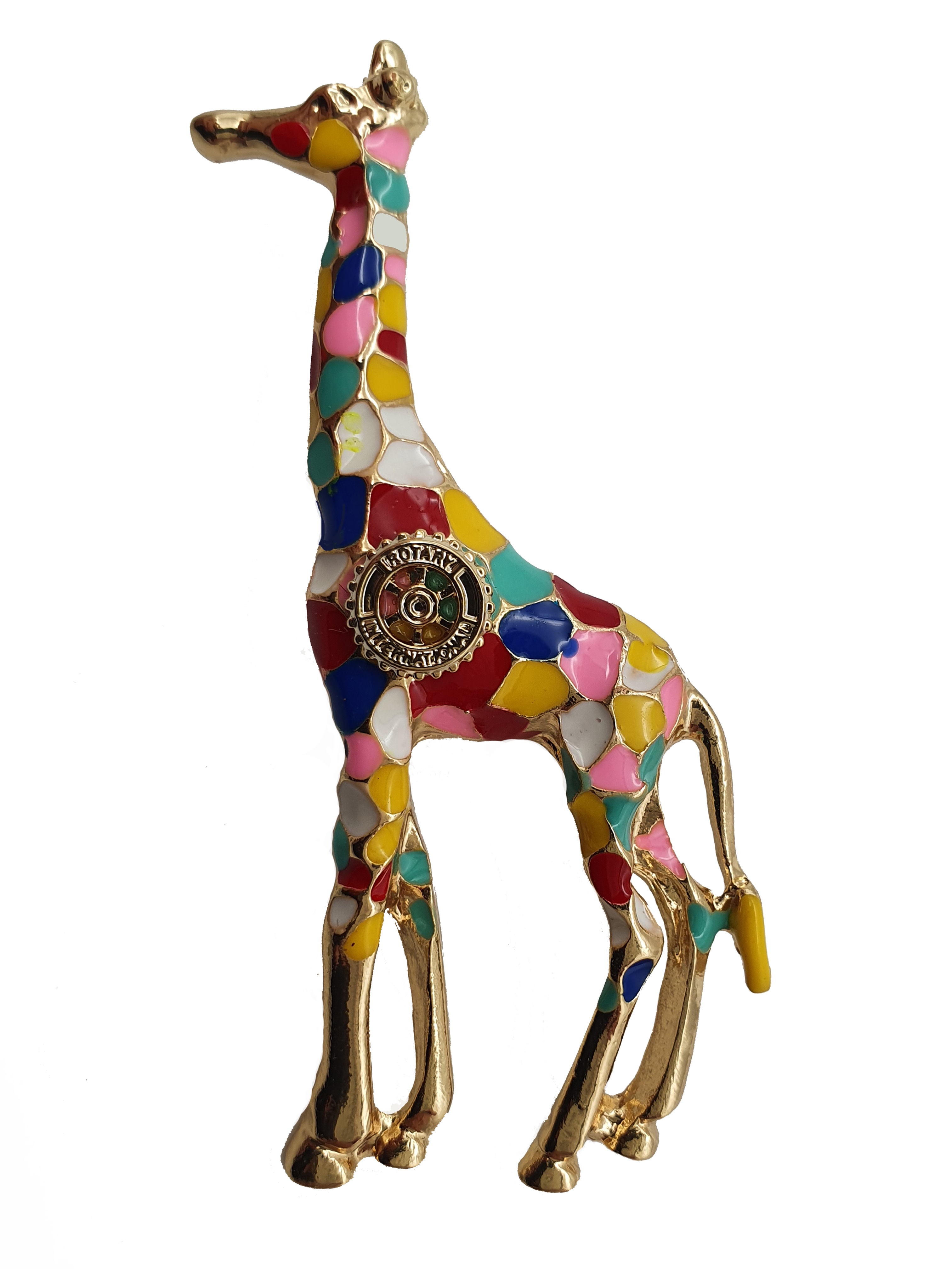 Broche femme girafe, multicolore 