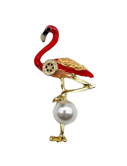 Broche femme flamant