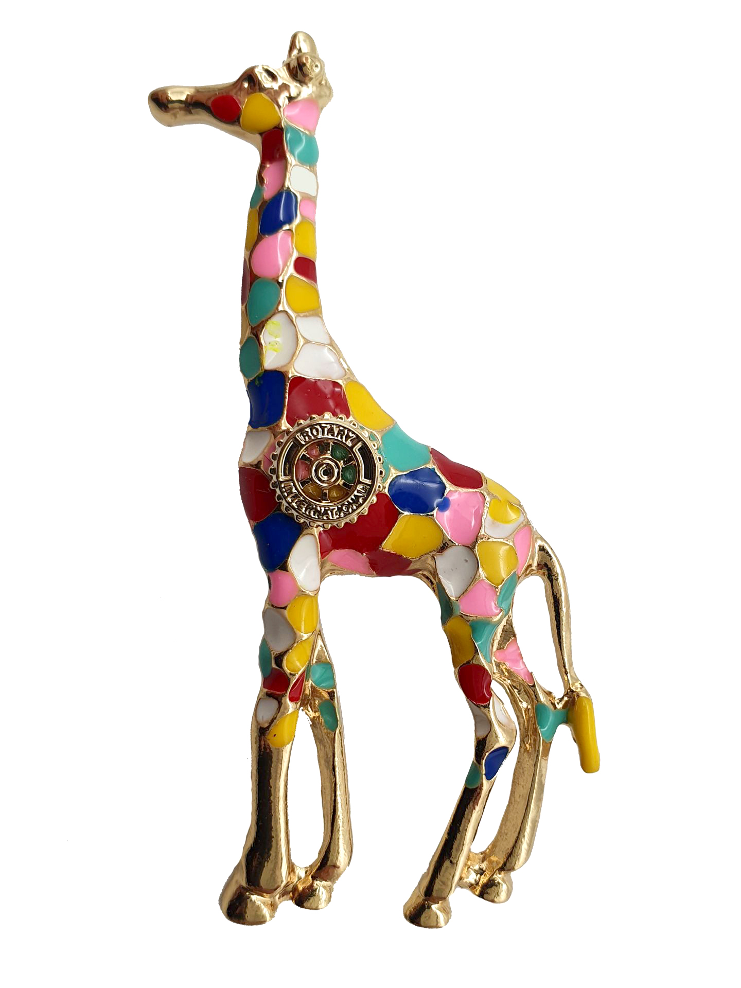 Broche femme girafe, multicolore 