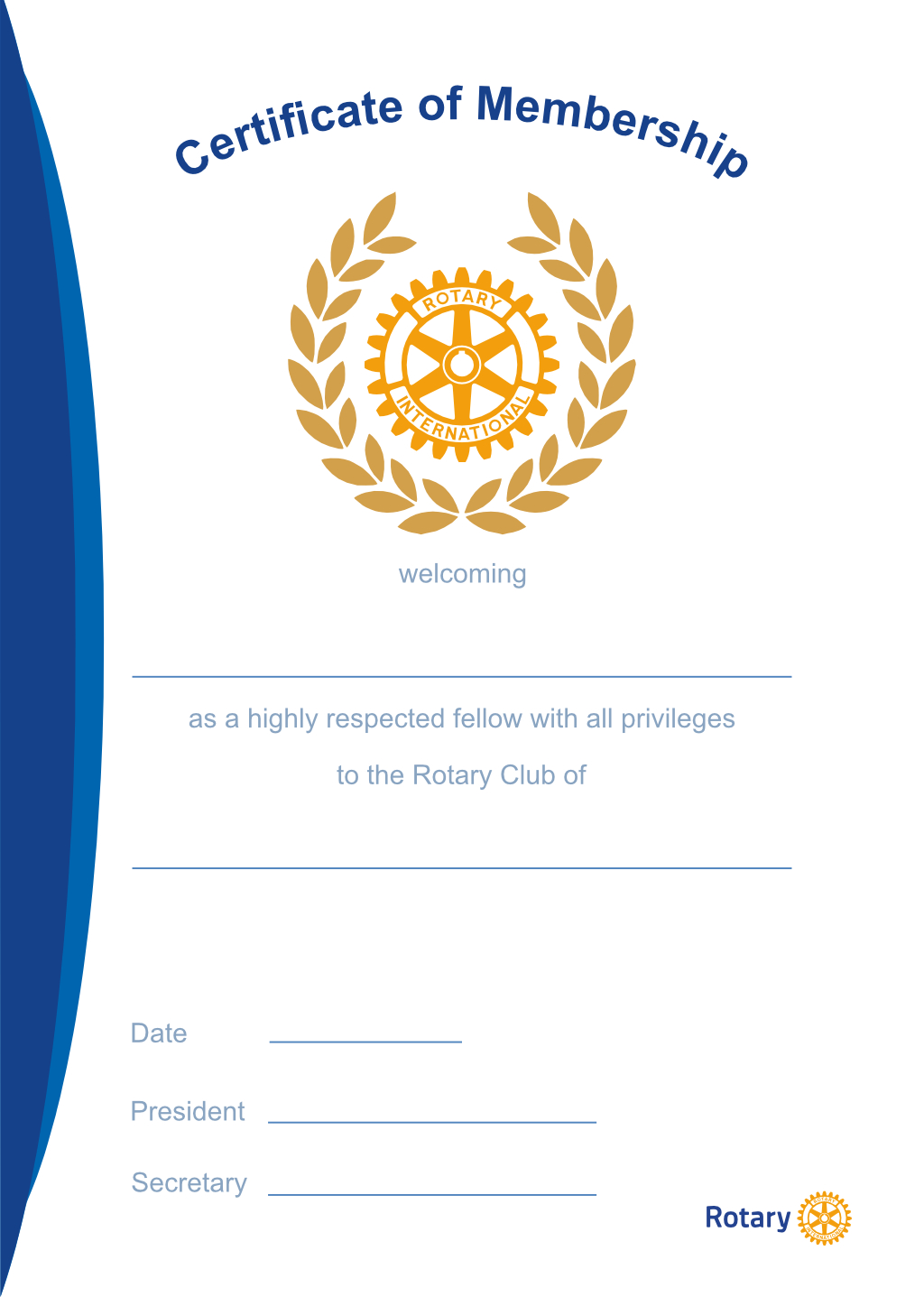 Rotary Mitgliedsurkunde