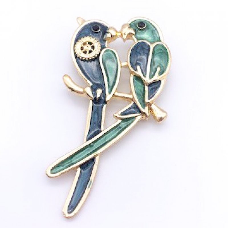 Ladies' Brooch Loving Parrots